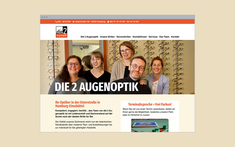 Optiker-Fachgeschäft – Website & Fotografie